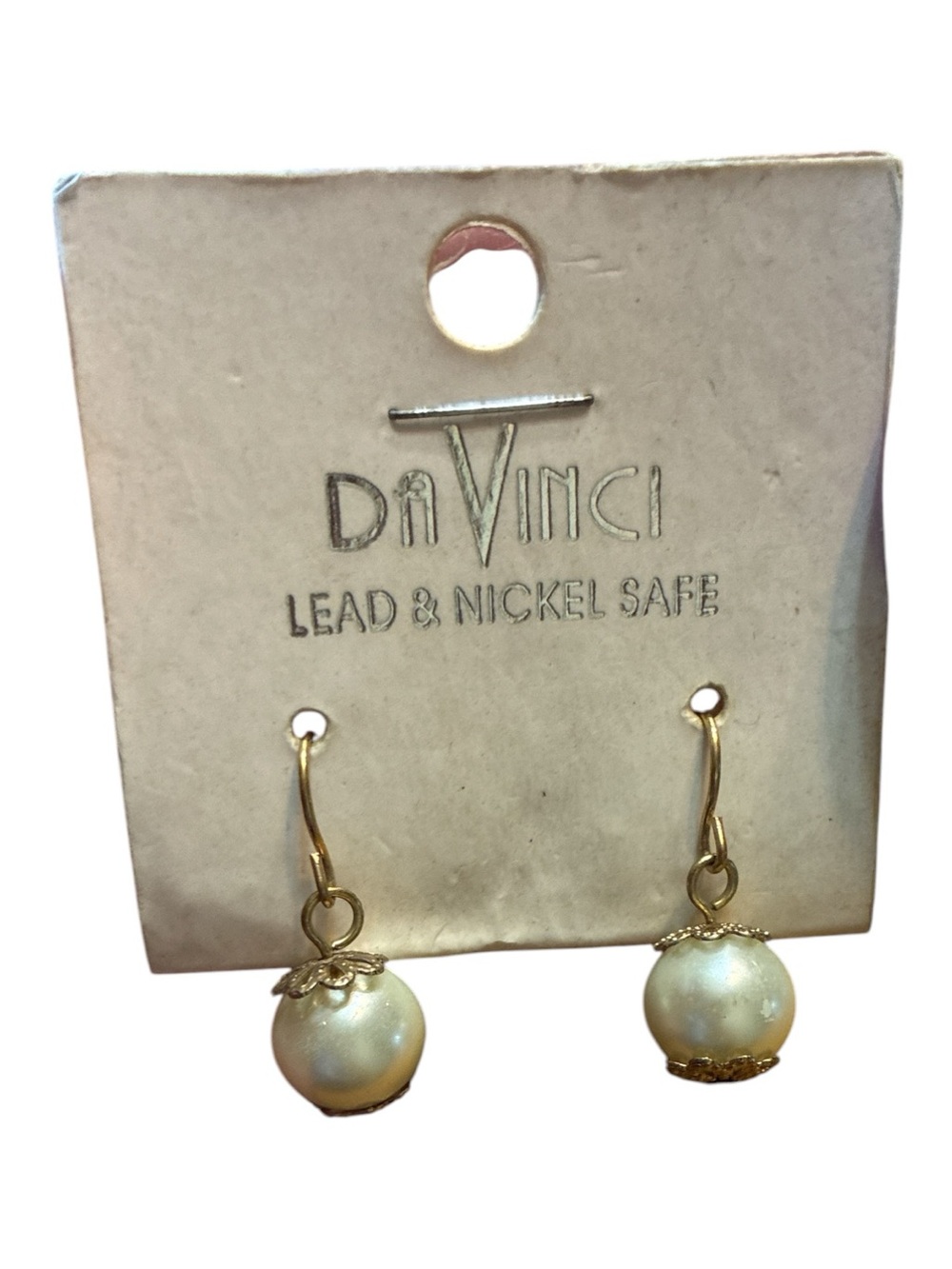 DaVinci Gold-tone Ivory Pearl Drop Earrings